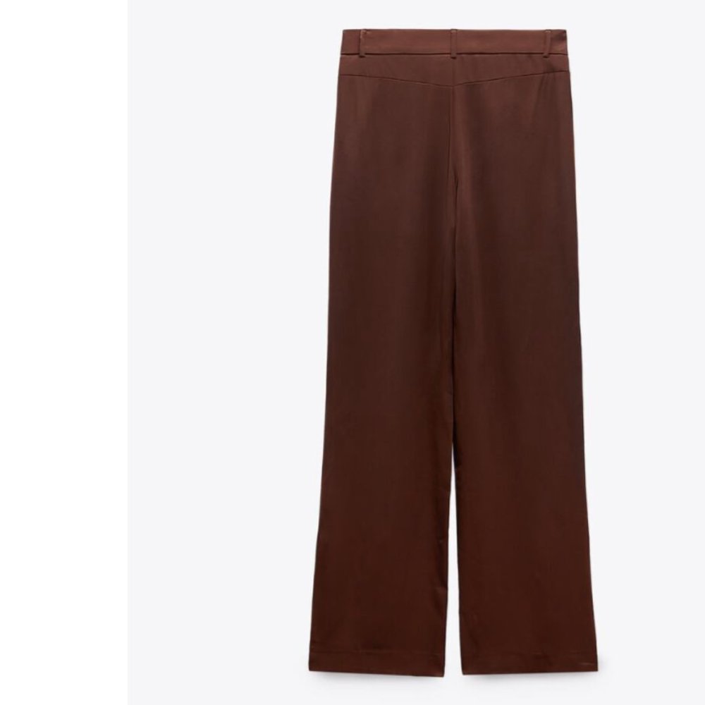 ZARA Silky Brown Pants TALL 33' inseam NWT - Picture 2 of 10